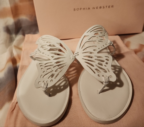 Sophia Webster White Butterfly Talulah Mule Sandals Size 39.5 - Picture 1 of 13